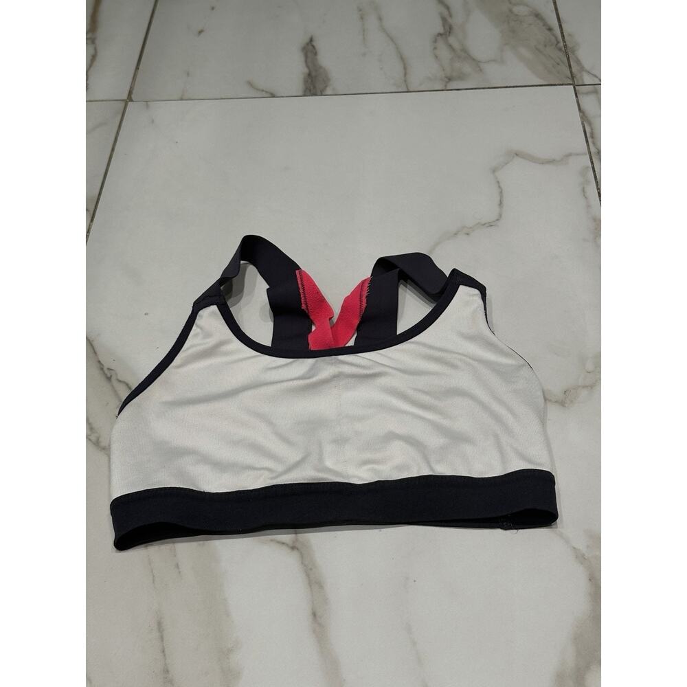 Champion Women’s White Gray Hot Pink High Support Racerback Sports Bra Size Sm